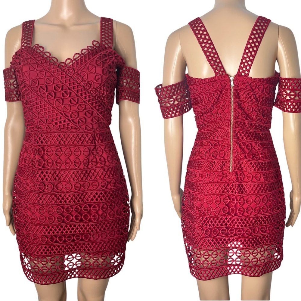 Revolve x Saylor Amelie Red Lace Cut Out Party Cocktail Mini Dress - Picture 2 of 11